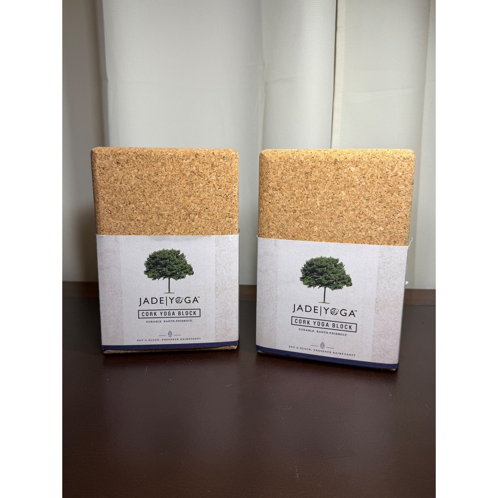 Jade Yoga Cork Yoga Block Set of 2 Sustainable Natural Support Brown